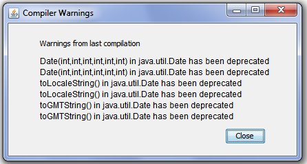 Warnings from last compilation Date has been deprecated